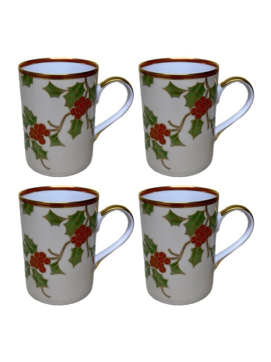 Fitz and Floyd Other - Fitz and Floyd Christmas Holly Mugs Lot of 4